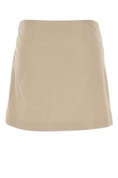 Loewe High Waist Mini Skirt With Front Slit In Neutral