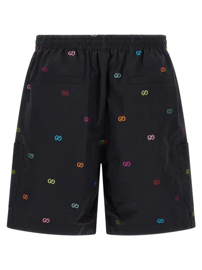 Gucci Bermuda Shorts With Elastic Waistband And Pockets In Black