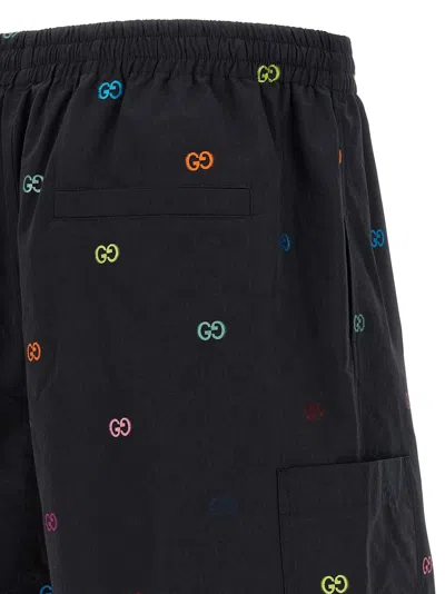 Gucci Bermuda Shorts With Elastic Waistband And Pockets In Black