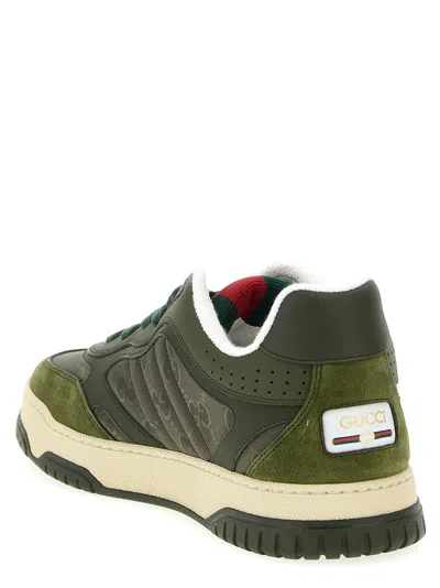 Gucci Round Toe Re-web Sneakers With Contrast Panel In Green