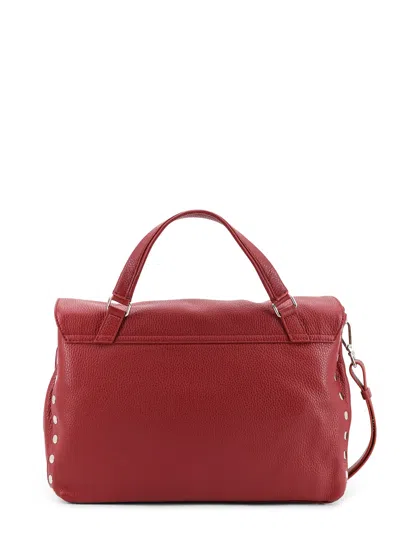 Zanellato Postina M Flap Metal Leather Shoulder Bag In Red