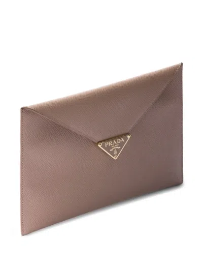 Prada Saffiano Leather Envelope Clutch In Pink