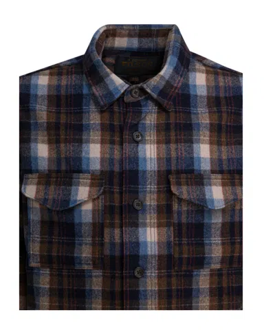 Filson Plaid Check Wool Overshirt In Brown