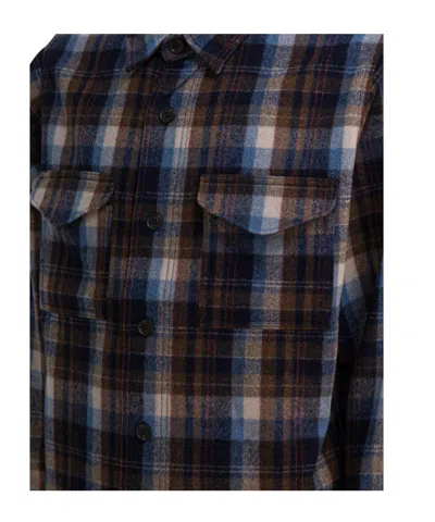 Filson Plaid Check Wool Overshirt In Brown