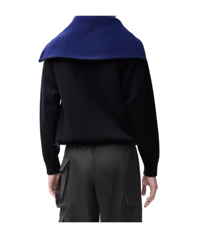 Loewe Zip-up Sweater In Wool In Blue