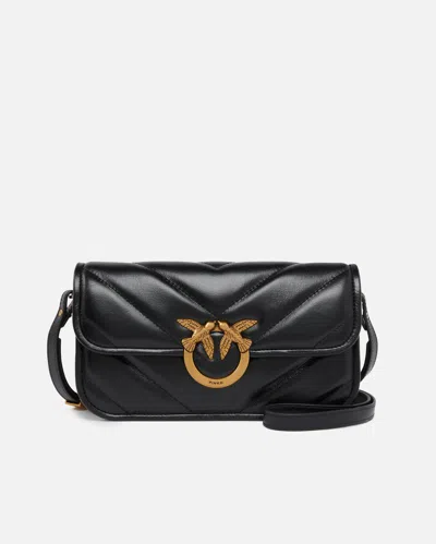 Pinko Small Love Bag Box Crossbody Bag In Napa In Black