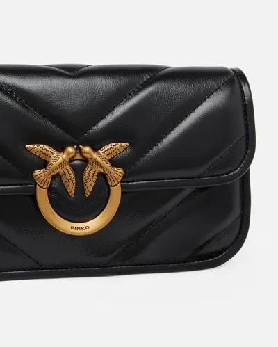 Pinko Small Love Bag Box Crossbody Bag In Napa In Black