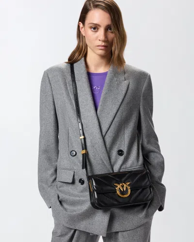 Pinko Small Love Bag Box Crossbody Bag In Napa In Black
