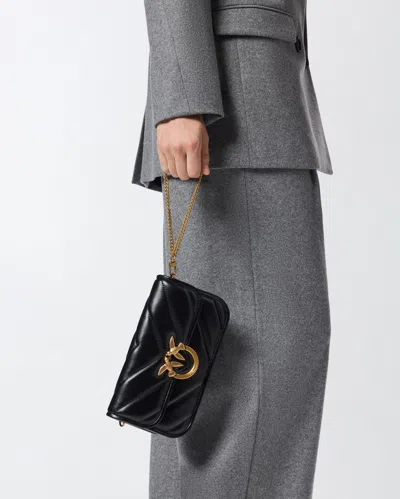 Pinko Small Love Bag Box Crossbody Bag In Napa In Black