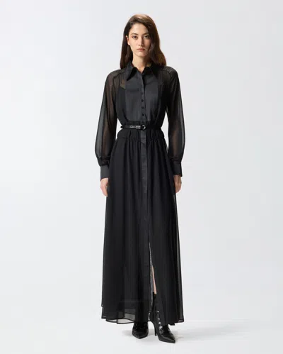 Pinko Robe Longue Semi-transparente In Black
