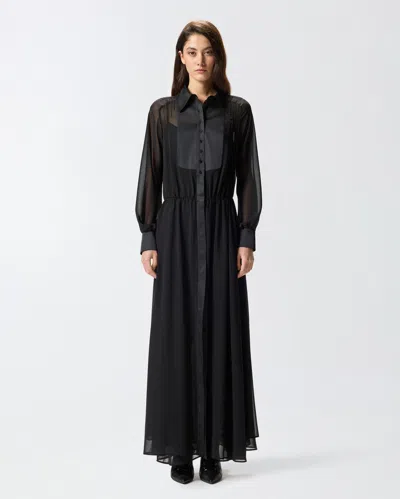 Pinko Robe Longue Semi-transparente In Black