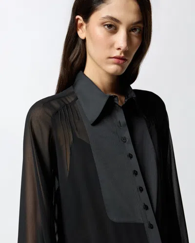 Pinko Robe Longue Semi-transparente In Black