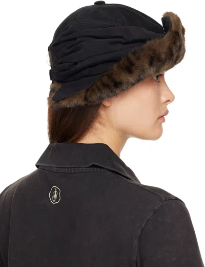 Andersson Bell Knot Faux-fur Trim Cap In Animal Print