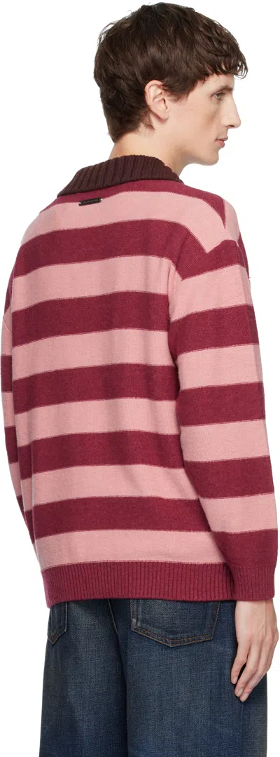Andersson Bell Pink Loose-fit Stripe Collar Polo In Pink