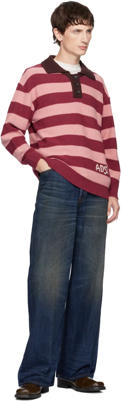 Andersson Bell Pink Loose-fit Stripe Collar Polo In Pink