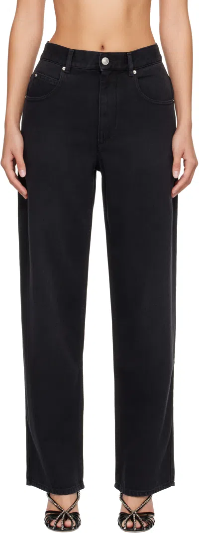 Isabel Marant Distressed Denim Trousers With Wide-leg Design In Black
