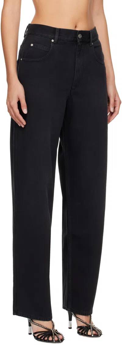 Isabel Marant Distressed Denim Trousers With Wide-leg Design In Black