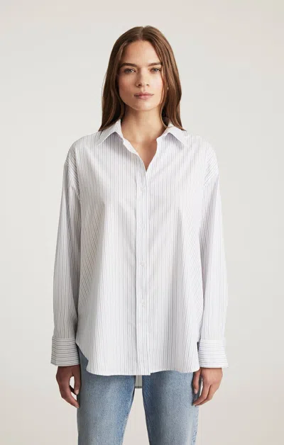 Mavi Long Sleeve Button-up Shirt In Blue Grey Stripe In Gray