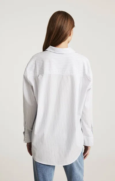 Mavi Long Sleeve Button-up Shirt In Blue Grey Stripe In Gray