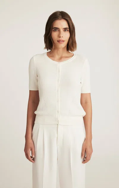 Mavi Edition Short Sleeve Cardigan In Marshmallow In White