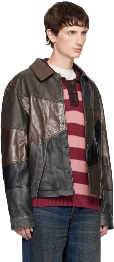 Andersson Bell Patchwork Leather Jacket In Brown