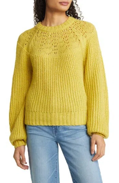 Bobeau Balloon Sleeve Sweater In Yellow