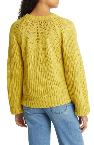 Bobeau Balloon Sleeve Sweater In Yellow