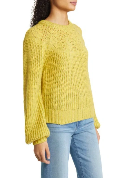 Bobeau Balloon Sleeve Sweater In Yellow