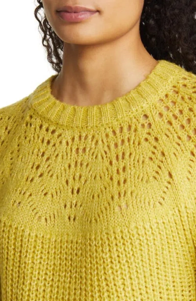 Bobeau Balloon Sleeve Sweater In Yellow