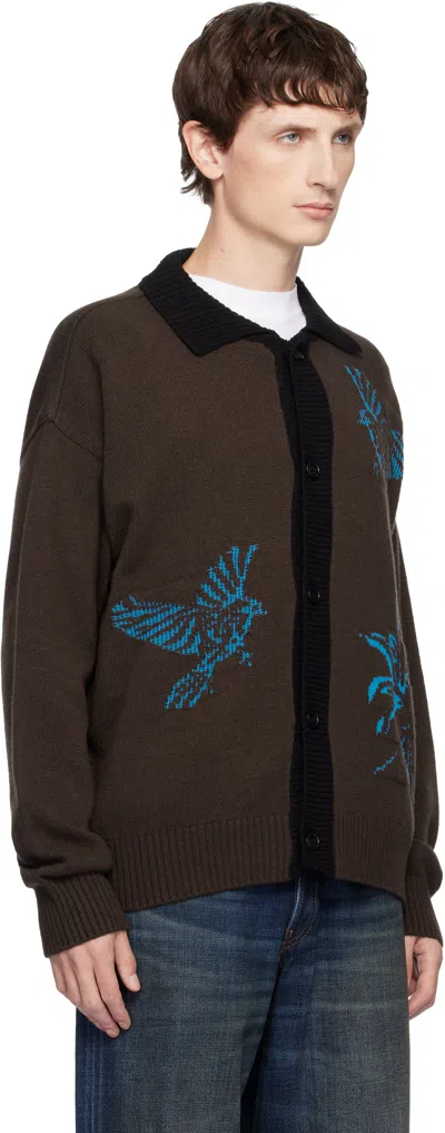 Andersson Bell Brown Bird Intarsia Cardigan In Brown