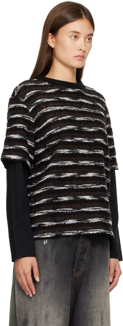 Andersson Bell Stripe Layered Sweater In Black