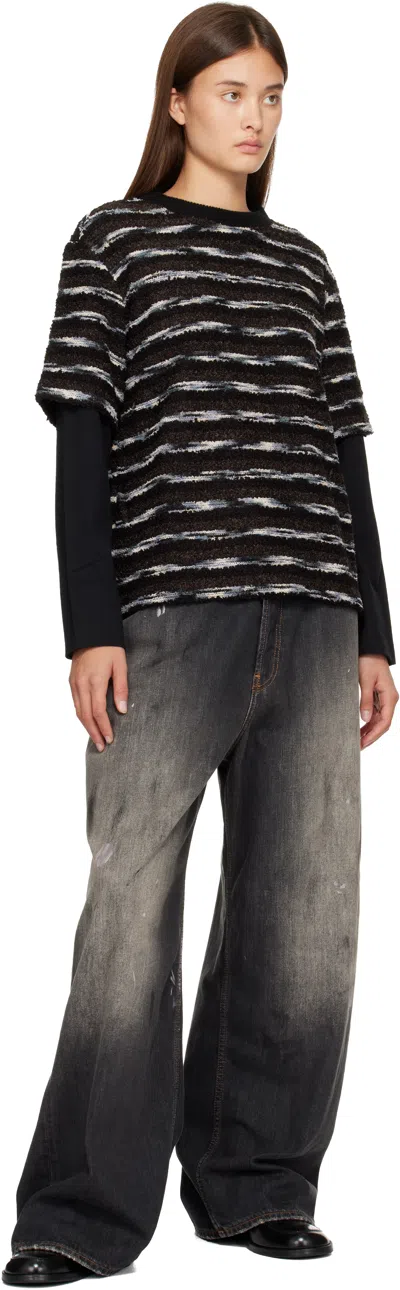 Andersson Bell Stripe Layered Sweater In Black