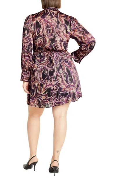City Chic Zelda Print Long Sleeve Wrap Dress