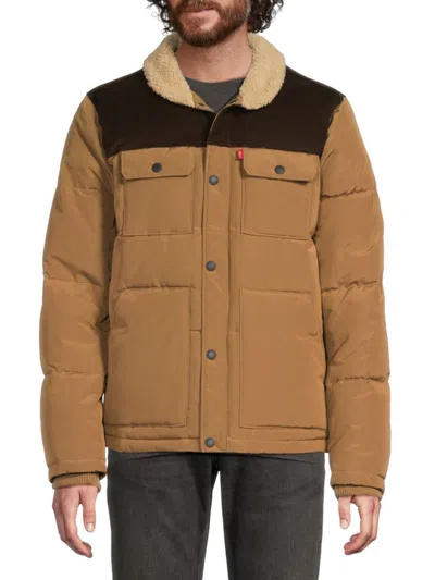 Levi's Men's Faux Shearling Collar Jacket In Brown