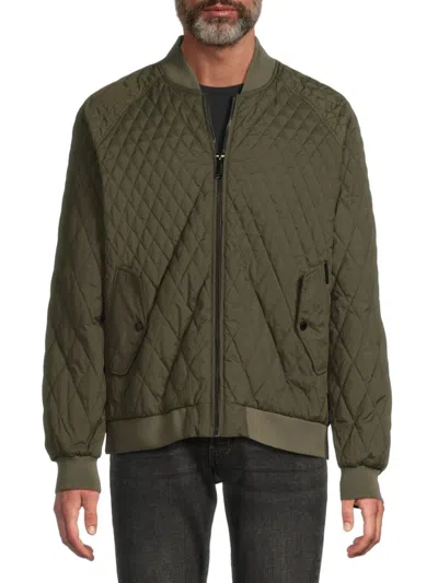 Karl Lagerfeld Men's Diamond Quilted Bomber Jacket In Green