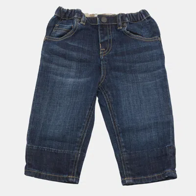 Pre-owned Burberry Children Navy Blue Denim Pants 9m