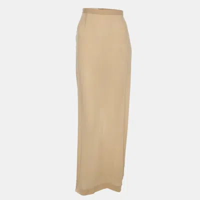 Pre-owned Dolce & Gabbana Beige Chiffon Maxi Skirt M In Sand