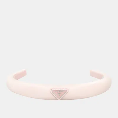 Pre-owned Prada Triangle Logo Headband In Pink