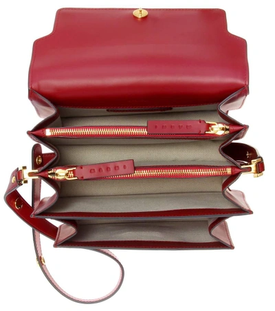 Shop Marni Trunk Leather Shoulder Bag In Llack Cherry