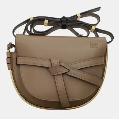 Pre-owned Loewe Small Gate Crossbody Bag With Gold Metal Edging Trim In Brown