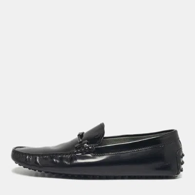 Pre-owned Tod's Black Leather Double T Loafers Size 45.5