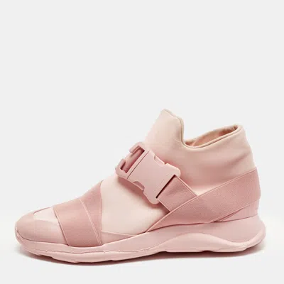 Pre-owned Christopher Kane Pink Leather And Neoprene Safety Buckle Sneakers Size 40