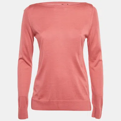 Pre-owned Loro Piana Pink Silk Knit Crewneck Sweater S