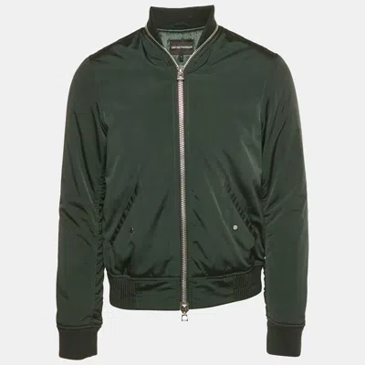 Pre-owned Emporio Armani Green Synthetic Bomber Jacket M