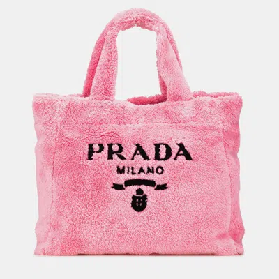 Pre-owned Prada Pink Terry Cloth Tote