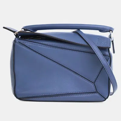 Pre-owned Loewe Blue Mini Calfskin Puzzle Satchel