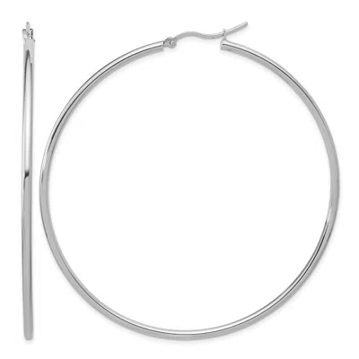 Diamond2deal 14k Gold Polished 2x60mm Polished Hoop Earrings In Silver