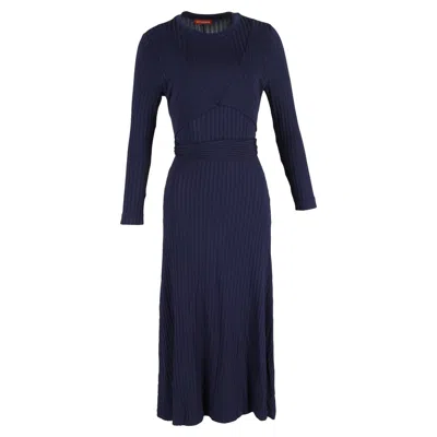 Altuzarra Masika Ribbed Midi Dress In Navy Blue Polyester In Blue