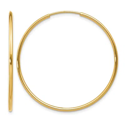 Diamond2deal 14k Yellow Gold 1.20mm Round Hoop Earring 35 Mm In Gold