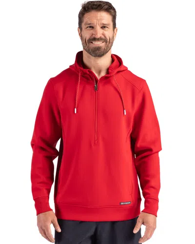 Cutter & Buck Roam Eco Half Zip Recycled Mens Hooded Pullover In Red